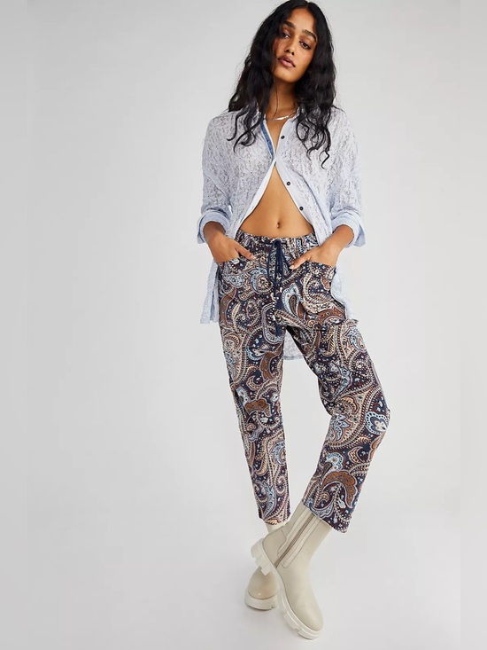 Free People Pants - Free People City Slouch Printed Cord Pants | Medium